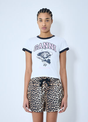 GANNI Witch And Logo Print T-Shirt White gan0260002
