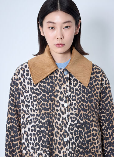 GANNI Printed Canvas Jacket Brown gan0260006