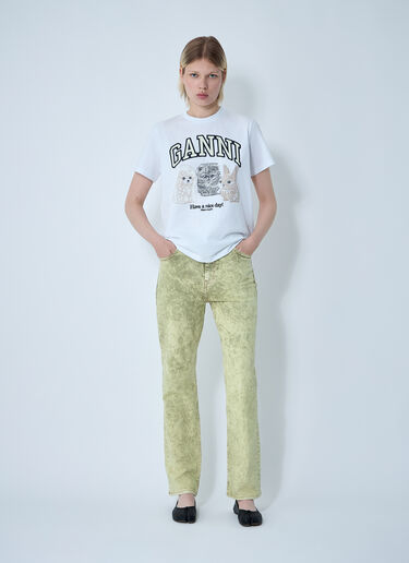 GANNI Foil Overdyed Jeans White gan0260010
