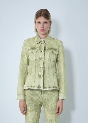 GANNI Foil Denim Jacket Green gan0260011