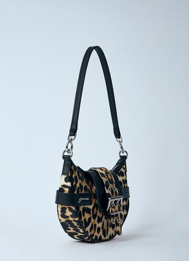 GANNI Small Leopard Bucky Crossbody Bag Brown gan0260028
