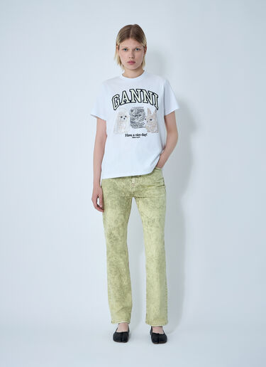 GANNI Logo Motif T-Shirt White gan0261002