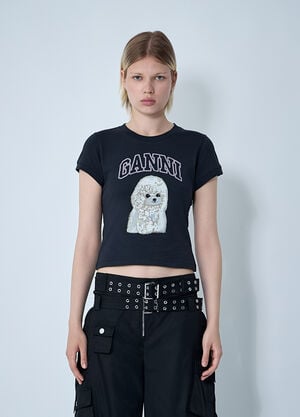 GANNI Logo Motif T-Shirt Dark Grey gan0261003
