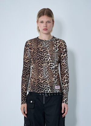 GANNI Mesh Top Brown gan0261004