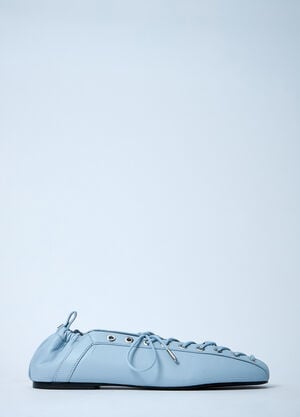 GANNI Eyelets Lace Up Ballerina Light Blue gan0261028