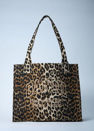 GANNI Large Easy Shopping Tote Bag Brown gan0261033