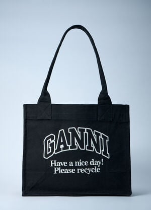 GANNI Large Easy Shopping Tote Bag Black gan0261034
