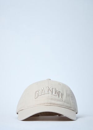 GANNI Logo Motif Baseball Cap Beige gan0261041