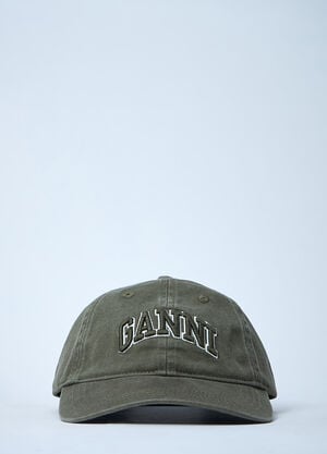GANNI Logo Motif Baseball Cap Dark Grey gan0261042