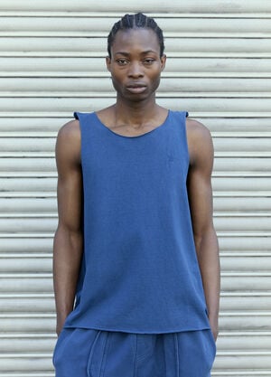 GREG ROSS Cut Off Tank Top Blue grr0157004
