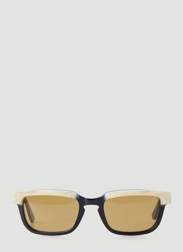Gucci 콘트라스트 트리밍 직사각형 선글라스 블랙 guc0148007