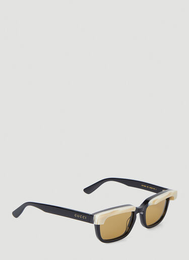 Gucci 콘트라스트 트리밍 직사각형 선글라스 블랙 guc0148007