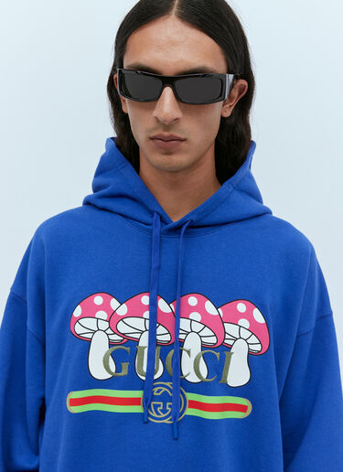 Mushroom Logo Hooded Sweatshirt Gucci Mushroom Logo Hooded Sweatshirt Blue guc0153054