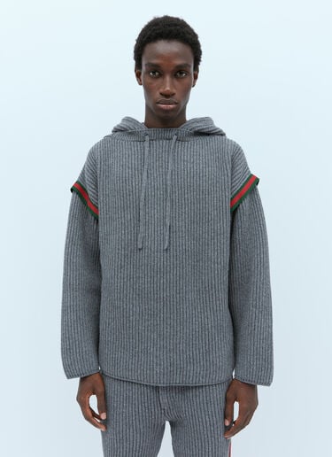 Gucci Wool Cashmere Hooded Sweater Grey guc0154006