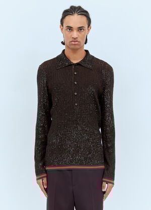 Gucci Sequin Polo Top Brown guc0158005
