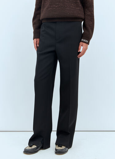 Logo Embroidery Wool Pants Gucci Logo Embroidery Wool Pants Black guc0158012