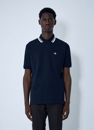 Gucci Logo Motif Polo Shirt Navy guc0159031