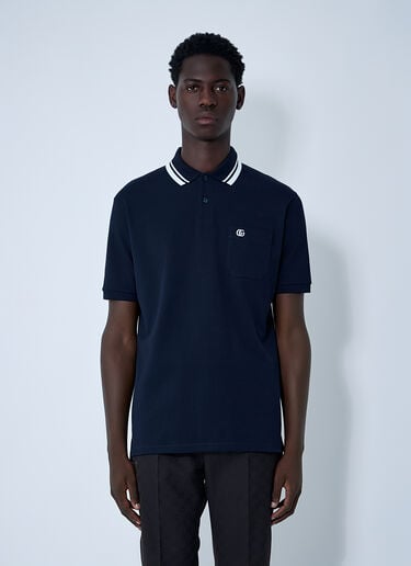 Gucci Logo Motif Polo Shirt Navy guc0159031