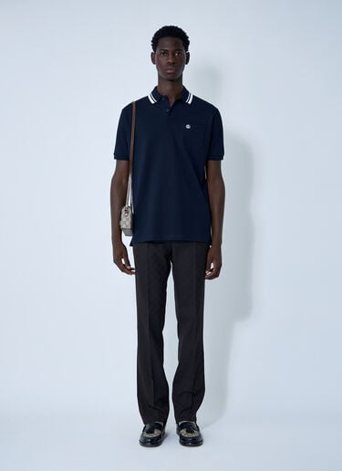 Gucci Logo Motif Polo Shirt Navy guc0159031