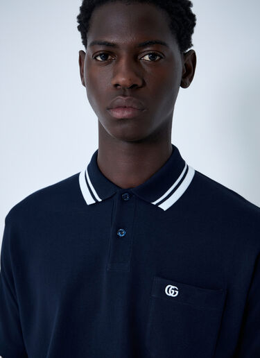 Logo Motif Polo Shirt Gucci Logo Motif Polo Shirt Navy guc0159031
