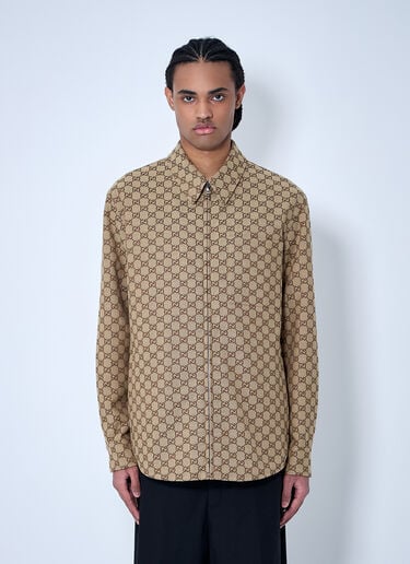 Gucci GG 帆布衬衫外套  米色 guc0159041