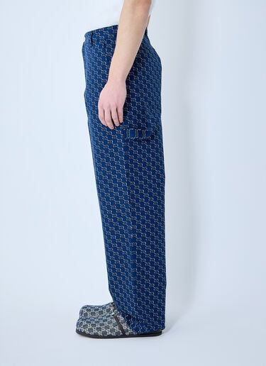Gucci Cotton Jacquard Pants With GG Shadow Blue guc0159047