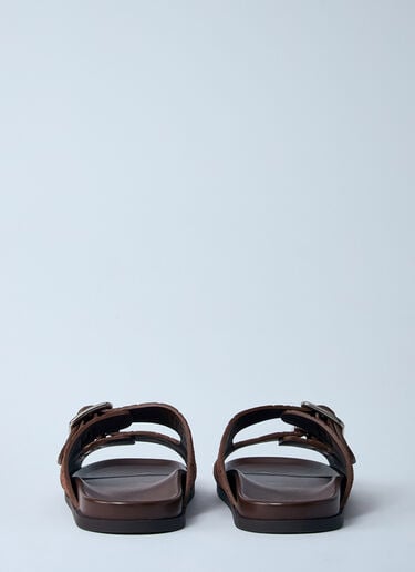Gucci 로고 엠보싱 가죽 슬라이드  브라운 guc0159063