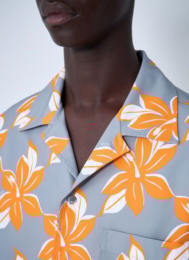 Printed Cotton Poplin Shirt Gucci Printed Cotton Poplin Shirt Orange guc0160008