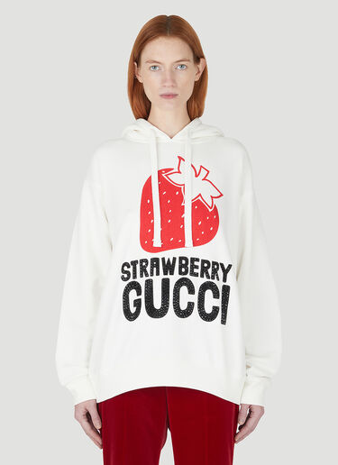 Gucci Strawberry Hooded Sweatshirt White guc0247070