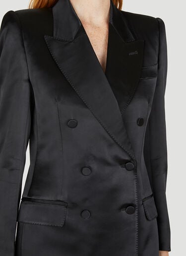 Gucci Double Breasted Satin Suit Blazer Black guc0250008