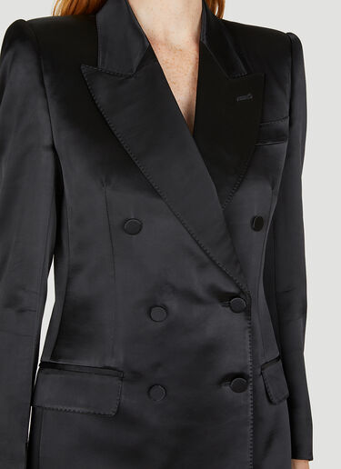 Double Breasted Satin Suit Blazer Gucci Double Breasted Satin Suit Blazer Black guc0250008