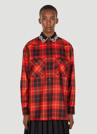 Gucci 珠饰领格纹衬衫 红色 guc0251029