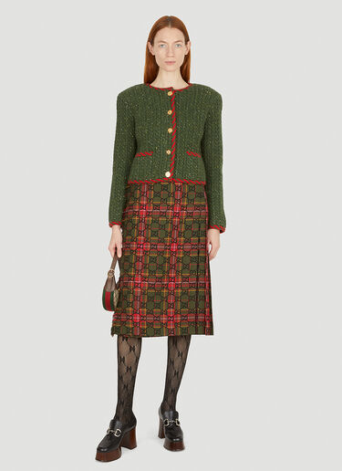 Gucci Tartan Pleated Skirt Green guc0251031