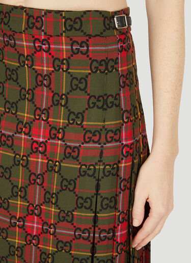 Gucci Tartan Pleated Skirt Green guc0251031