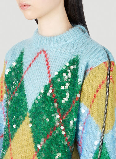시퀸 장식 아가일 스웨터 Gucci 시퀸 장식 아가일 스웨터 블루 guc0251055