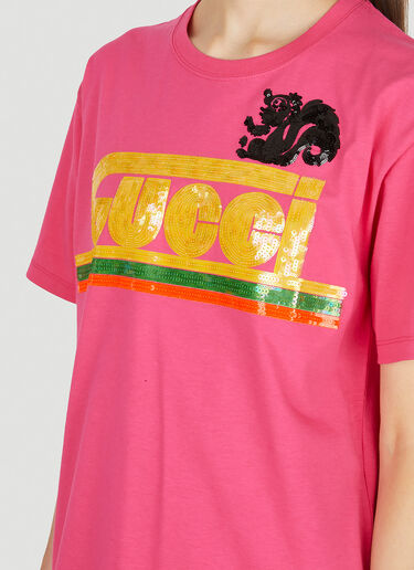 Sequin Logo T-Shirt Gucci Sequin Logo T-Shirt Pink guc0251056