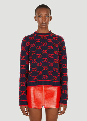 Gucci GG Jacquard Sweater Blue guc0251066