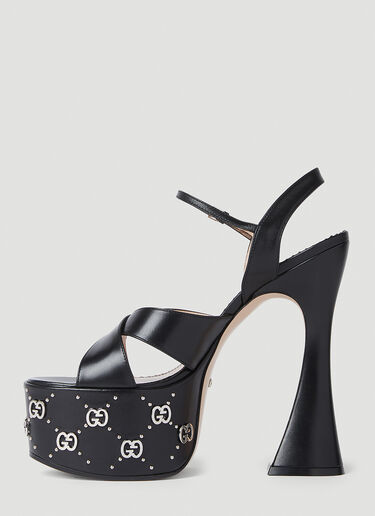 Gucci Interlocking G Stud Platform Sandals Black guc0251160