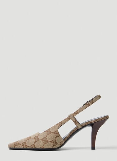 GG Slingback Pump Heels Gucci GG Slingback Pump Heels Beige guc0253106