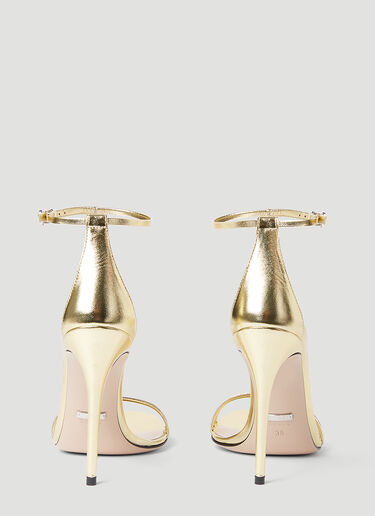 Metallic Leather Heeled Sandals Gucci Metallic Leather Heeled Sandals Gold guc0253115