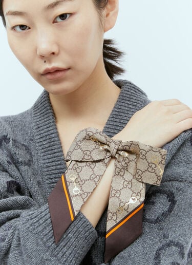 Set of Two Silk GG Scrunchies Gucci Set of Two Silk GG Scrunchies Brown guc0255117