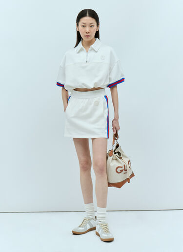 Crop Polo Shirt With Web Stripe Trim Gucci Crop Polo Shirt With Web Stripe Trim White guc0255123