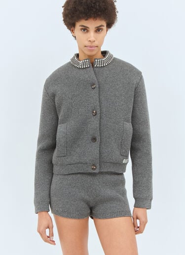 パデッド リブウールカーディガン Gucci パデッド リブウールカーディガン グレー guc0258006