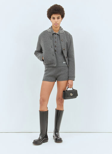 Gucci パデッド リブウールカーディガン  グレー guc0258006