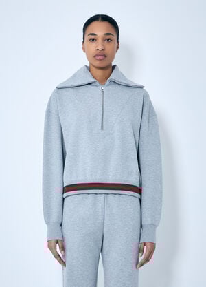 Gucci Web Stripe Zip-Up Sweatshirt Grey guc0259007