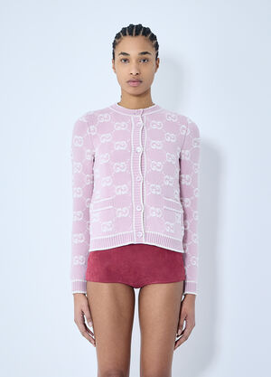Gucci GG Wool Bouclé Jacquard Cardigan Pink guc0259011
