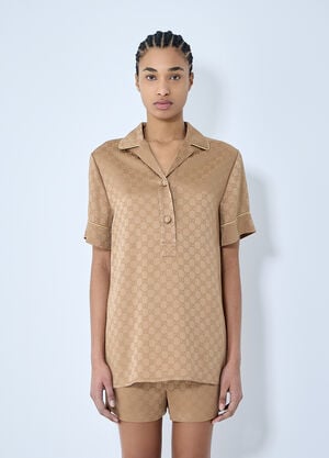 Gucci GG Satin Shirt Brown guc0259026