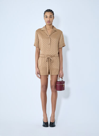 GG Satin Shirt Gucci GG Satin Shirt Brown guc0259026
