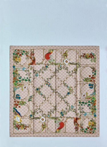 Gucci 印花真丝丝巾  米色 guc0259066