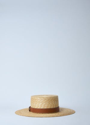 Gucci Straw Hat With Logo Plaque Beige guc0259069